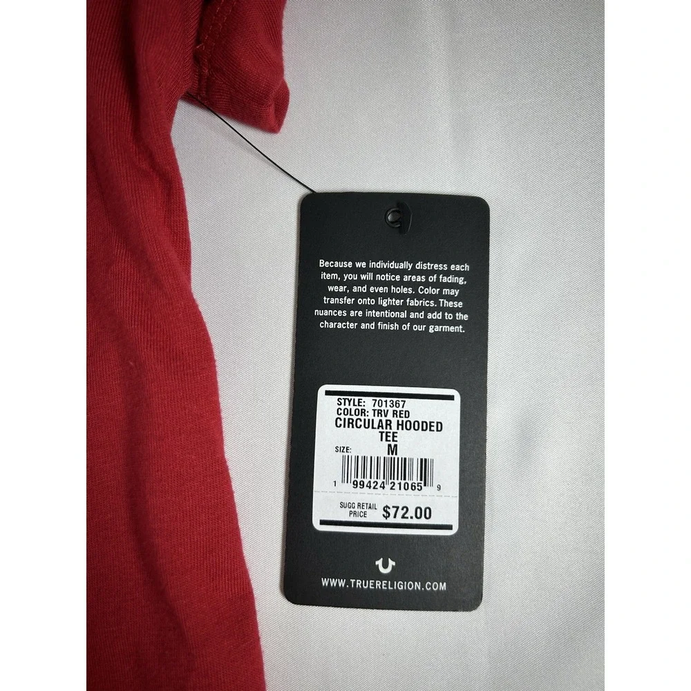 NWT True Religion Men's Red Circular Hooded T-Shirt Buddha Graphic Logo Short M